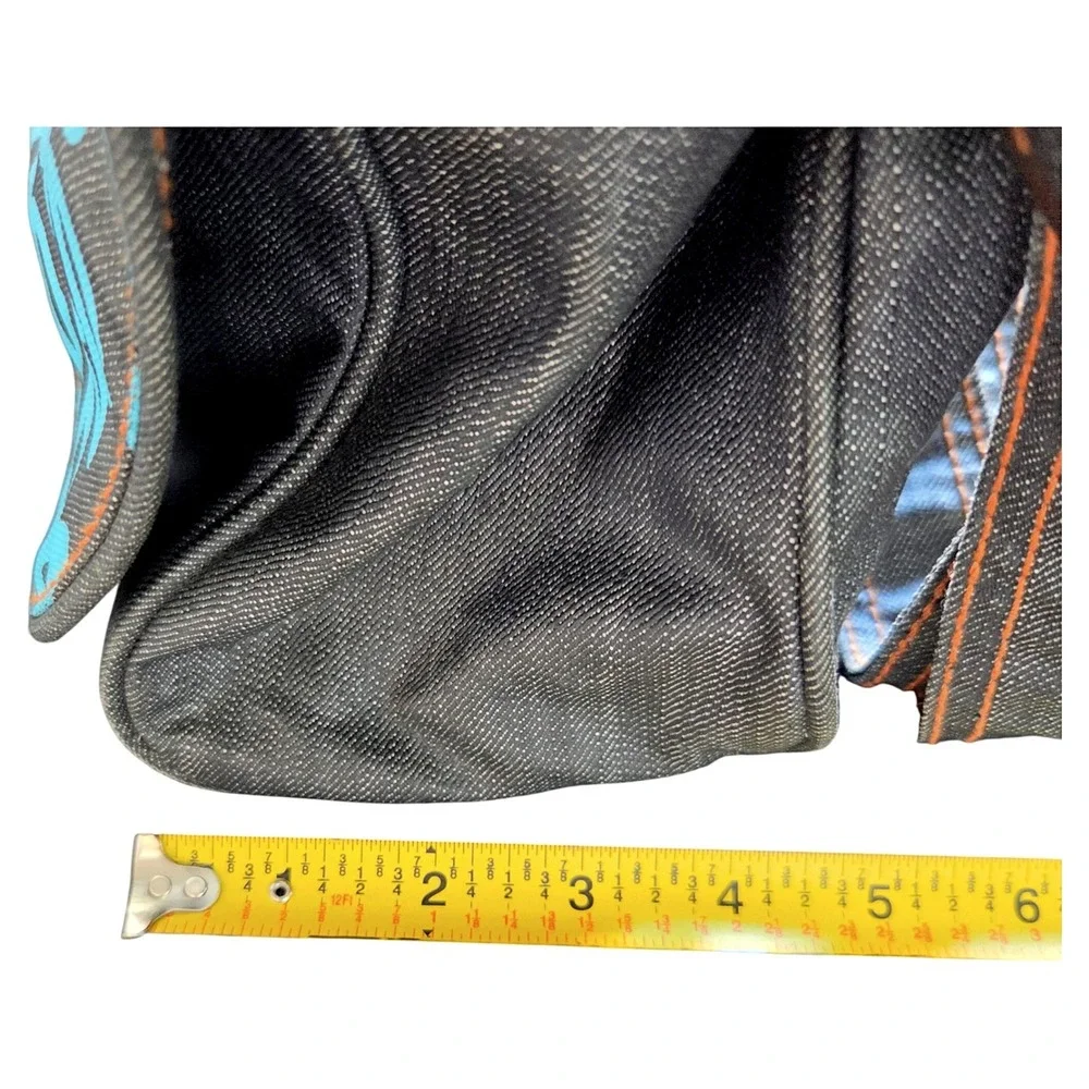 Robin Ruth Paris Denim Messenger Bag Graffiti Print Adjustable Strap Excellent